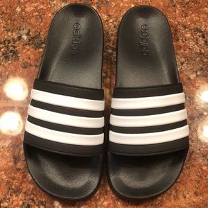 Adidas black slides size 10